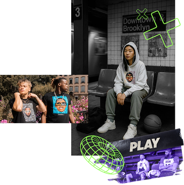 Une femme asiatique assise avec un ballon de basket dans le métro portant un sweat-shirt DearBball