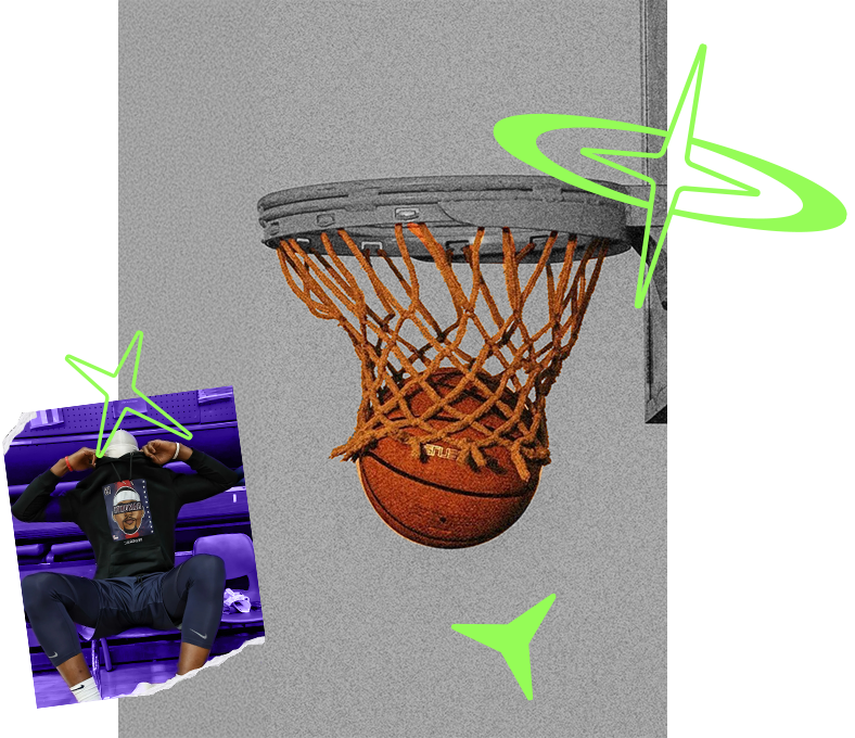 Ballon de basket passant dans un panier de basket